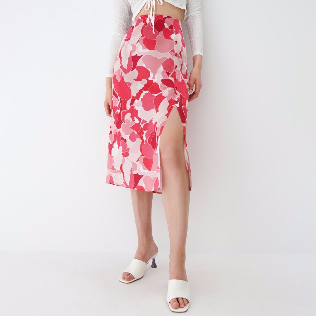 Mohito - Wzorzysta spódnica midi - Różowy