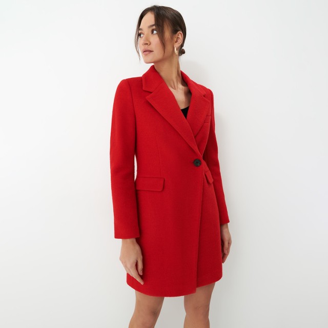Mohito - Czerwony płaszcz z wełną - Czerwony