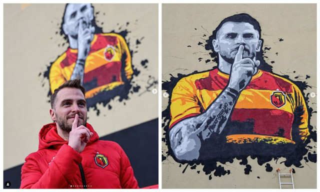 Jesus Imaz ma swój mural. Zawodnik Jagiellonii Białystok podpisał go na drabinie!