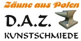 Logo firmy D.A.Z. Kunstschmiede - Zäune, Pforten, Tore, Handläufe, Geländer, Matten