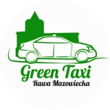 Logo firmy Green Taxi Rawa Mazowiecka +48 733 434 181 (We speak English, говоримо російською) Visa, Mastercard, Blik